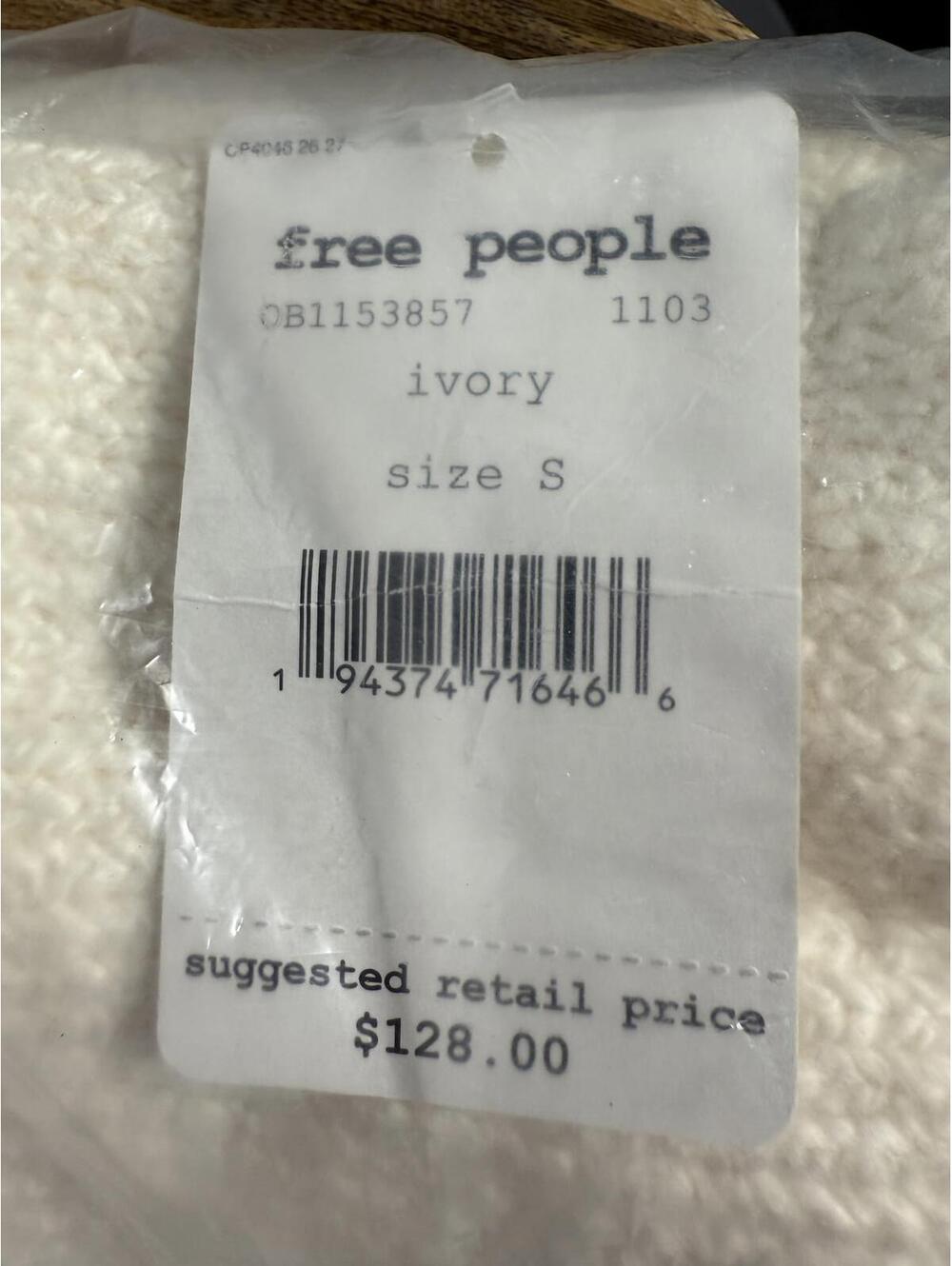 NWT Free People Brookside Tunic Sweater Ivory Knit Pullover Size Small - Picture 7 of 9